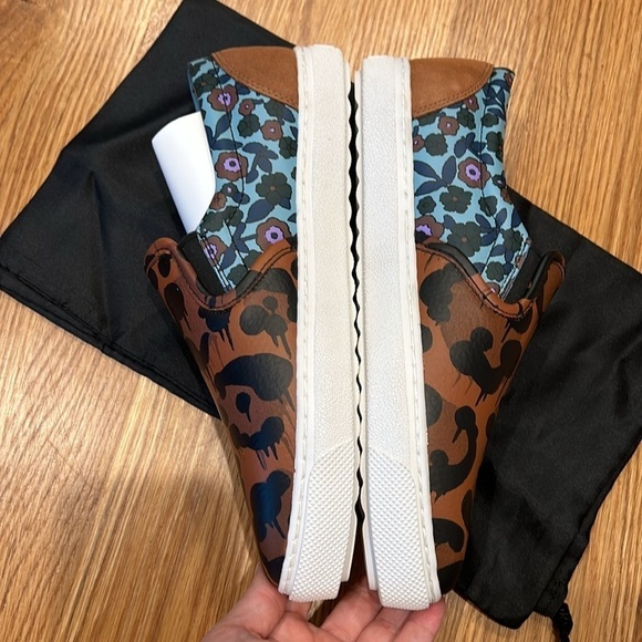 Coach Wild Beast Sneakers Nappa leather floral leopard print slip on 8.5 new nib - Picture 3 of 10